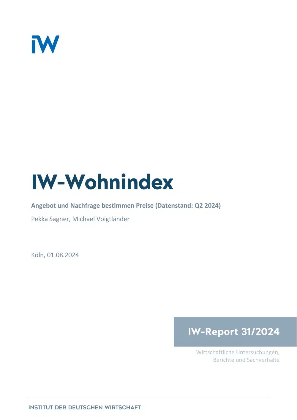 „IW-Wohnindex“ für das zweite Quartal 2024